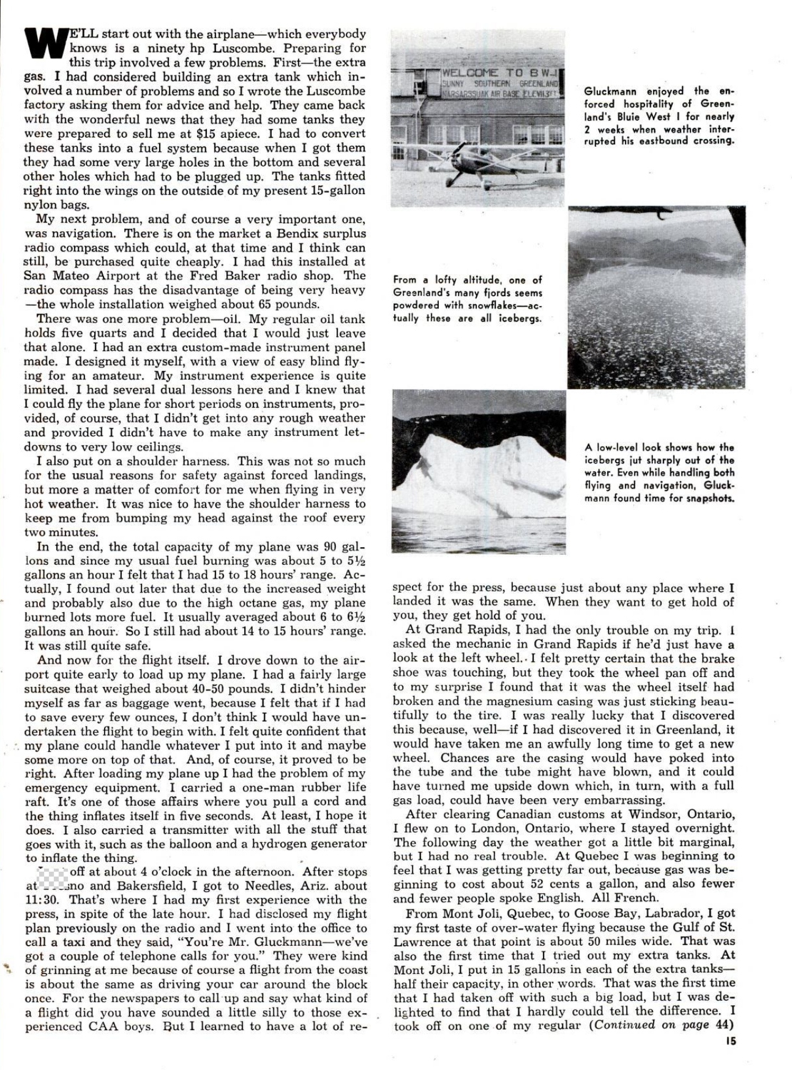 California to Germany, Round Trip by Peter Gluckmann, Flying Magazine January 1954 p.15